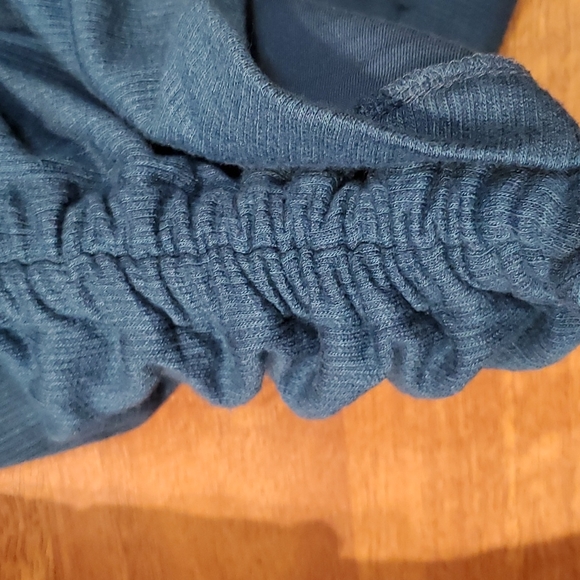 Free People Sundown Cowl blue neck ruched midi sneath dress long sleeves Large - Picture 7 of 13